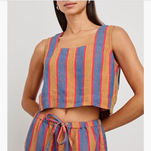 Rails Tops - Rails Multicolor Linen Striped Tank Top